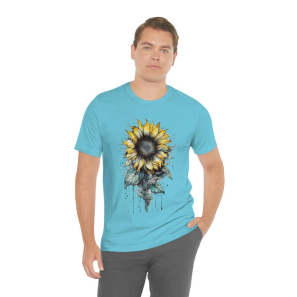 Geometric Sun Flower with Ink and Water Color - Short Sleeve Tee | 18526 5