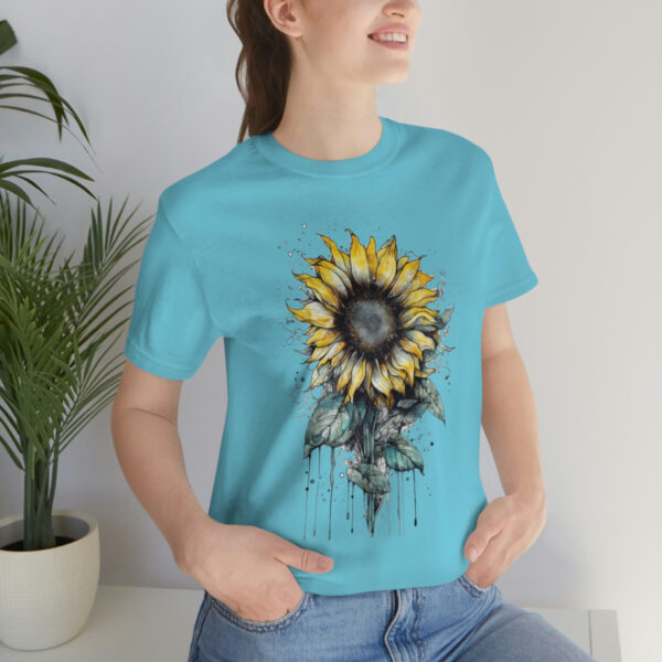 Geometric Sun Flower with Ink and Water Color - Short Sleeve Tee | 18526 6