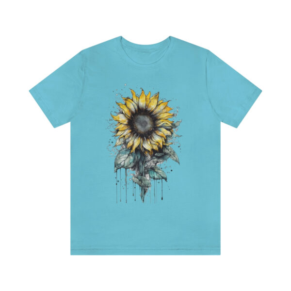 Geometric Sun Flower with Ink and Water Color - Short Sleeve Tee | 18526