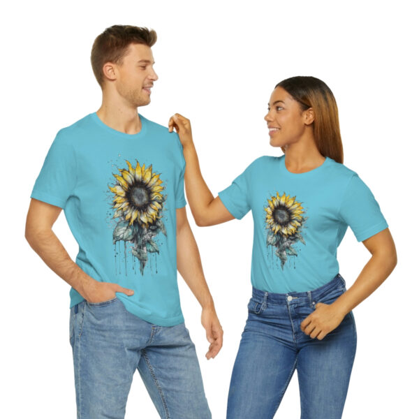 Geometric Sun Flower with Ink and Water Color - Short Sleeve Tee | 18526 7