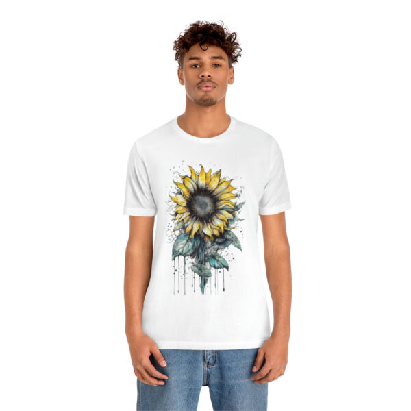 Geometric Sun Flower with Ink and Water Color - Short Sleeve Tee | 18542 3