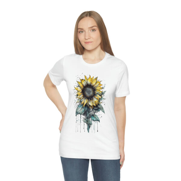 Geometric Sun Flower with Ink and Water Color - Short Sleeve Tee | 18542 4