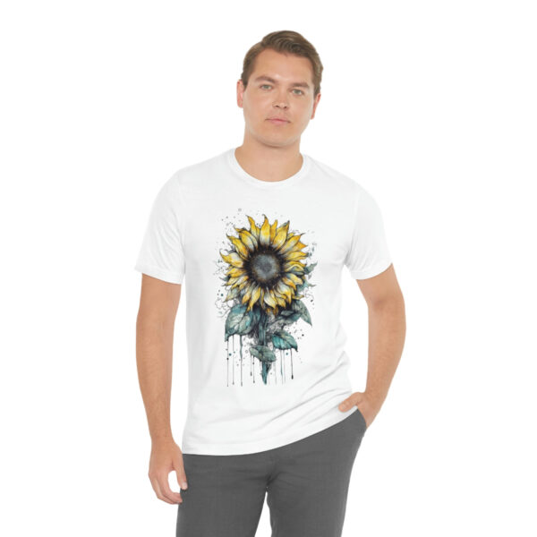 Geometric Sun Flower with Ink and Water Color - Short Sleeve Tee | 18542 5