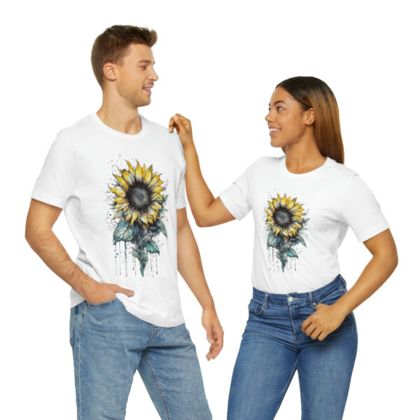 Geometric Sun Flower with Ink and Water Color - Short Sleeve Tee | 18542 7