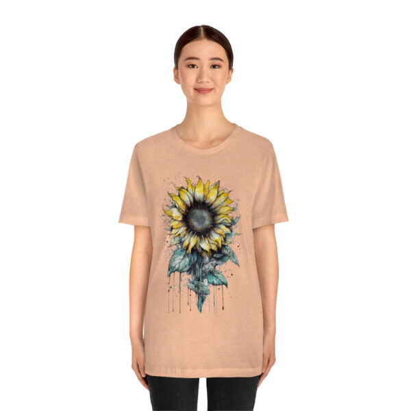 Geometric Sun Flower with Ink and Water Color - Short Sleeve Tee | 38662 2