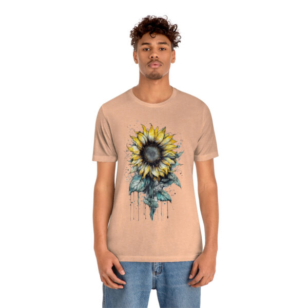 Geometric Sun Flower with Ink and Water Color - Short Sleeve Tee | 38662 3