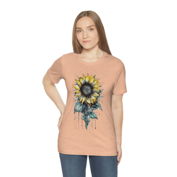 Geometric Sun Flower with Ink and Water Color - Short Sleeve Tee | 38662 4