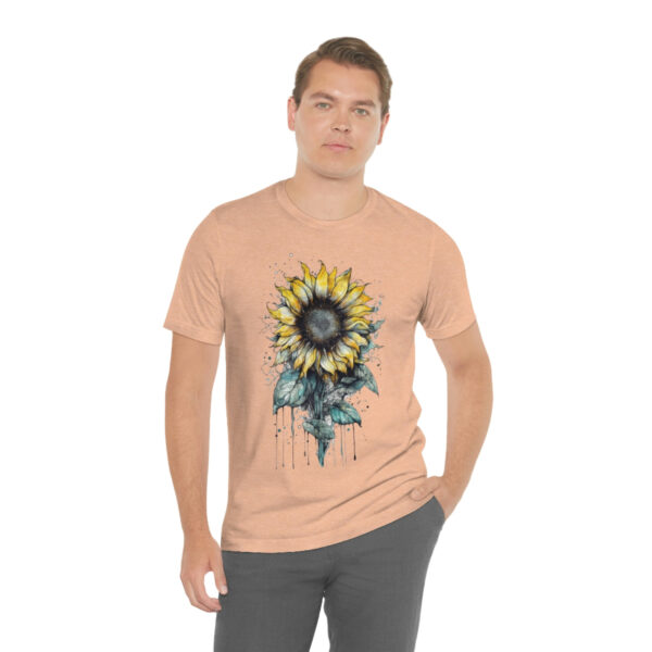 Geometric Sun Flower with Ink and Water Color - Short Sleeve Tee | 38662 5