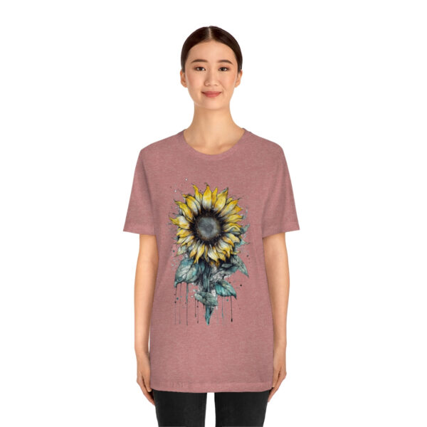 Geometric Sun Flower with Ink and Water Color - Short Sleeve Tee | 61823 2
