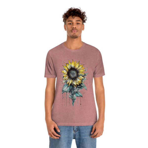Geometric Sun Flower with Ink and Water Color - Short Sleeve Tee | 61823 3