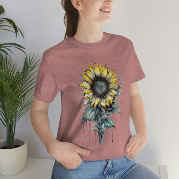 Geometric Sun Flower with Ink and Water Color - Short Sleeve Tee | 61823 6