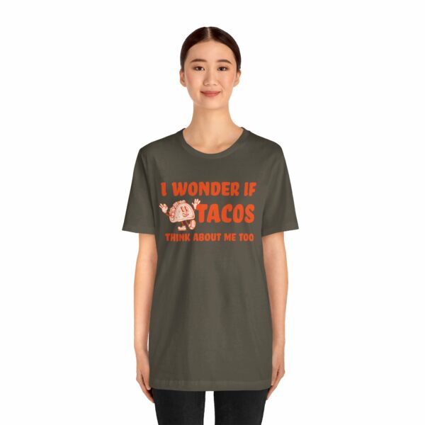 I Wonder If Tacos Think About Me Too | Short Sleeve Funny Taco T-shirt Thinking About Tacos | 10218584123132700469 2048