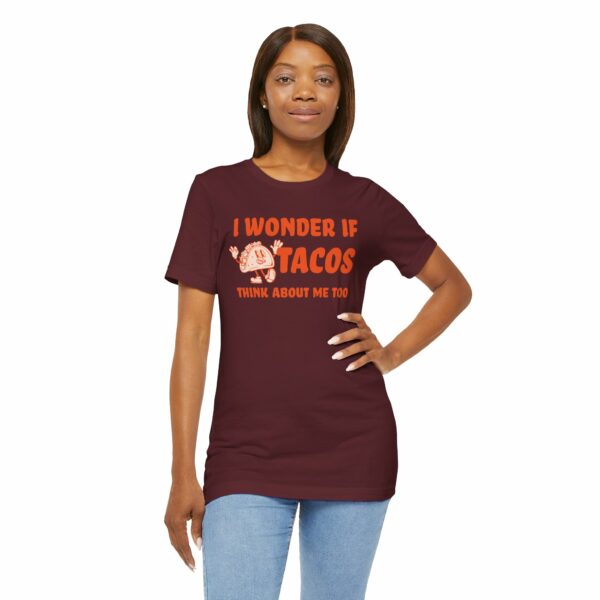 I Wonder If Tacos Think About Me Too | Short Sleeve Funny Taco T-shirt Thinking About Tacos | 10904507207313071545 2048