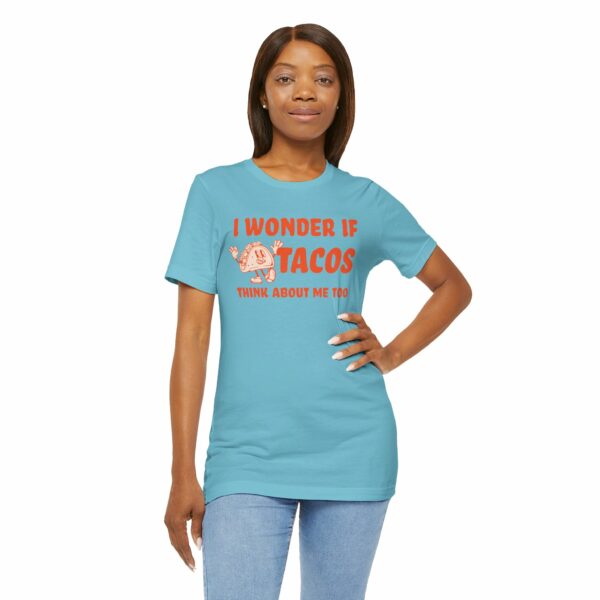 I Wonder If Tacos Think About Me Too | Short Sleeve Funny Taco T-shirt Thinking About Tacos | 10938092942099073180 2048