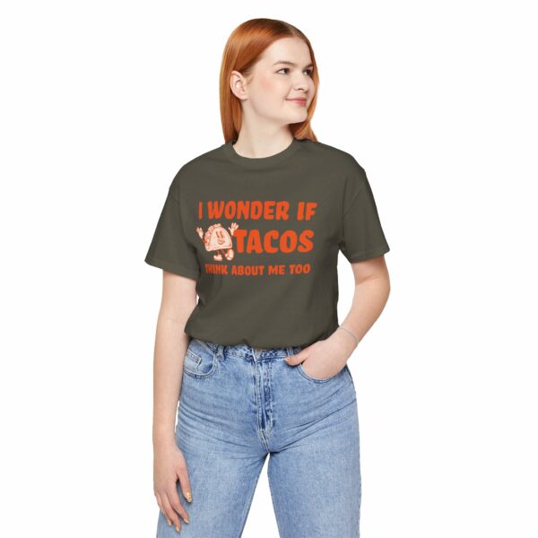 I Wonder If Tacos Think About Me Too | Short Sleeve Funny Taco T-shirt Thinking About Tacos | 12496388298542436490 2048