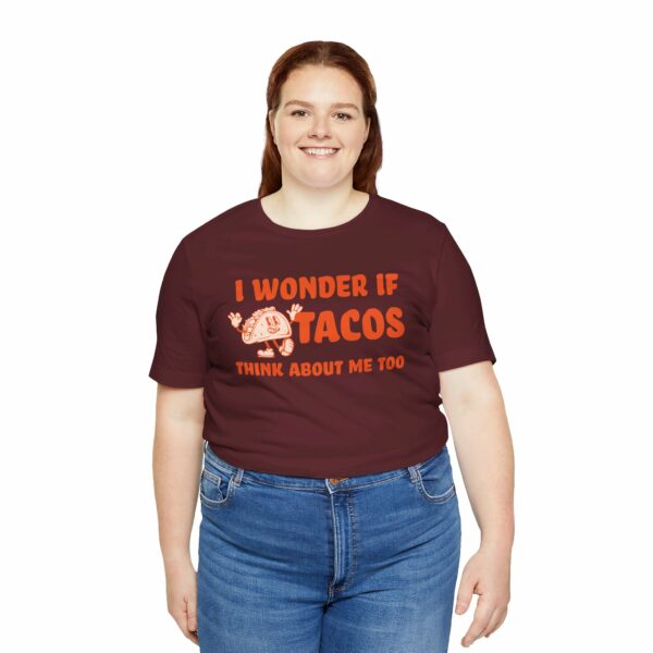 I Wonder If Tacos Think About Me Too | Short Sleeve Funny Taco T-shirt Thinking About Tacos | 13355553935130851248 2048