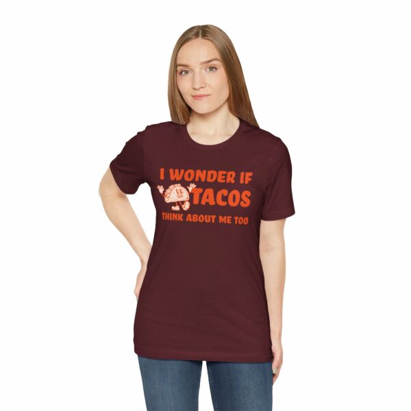 I Wonder If Tacos Think About Me Too | Short Sleeve Funny Taco T-shirt Thinking About Tacos | 14105045708171306412 2048