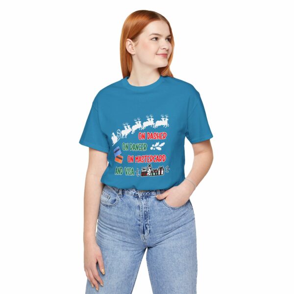 On Dasher On Dancer On Master Card and Visa - Funny Christmas Holiday Shirt | 17127579829797983680 2048 6