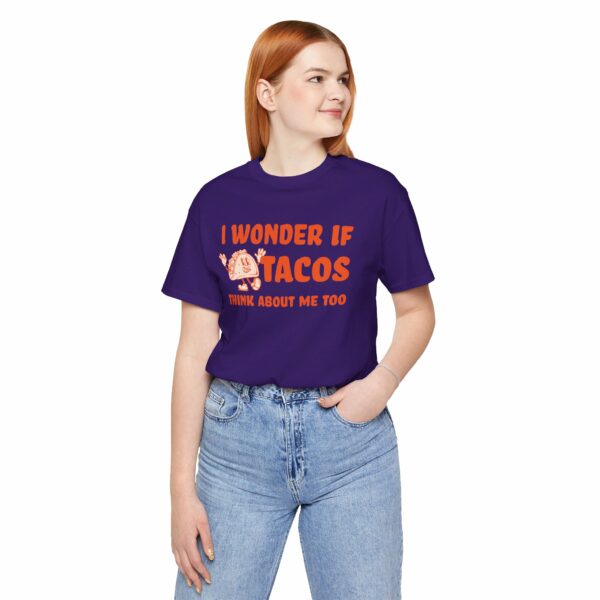 I Wonder If Tacos Think About Me Too | Short Sleeve Funny Taco T-shirt Thinking About Tacos | 2954810103320689579 2048