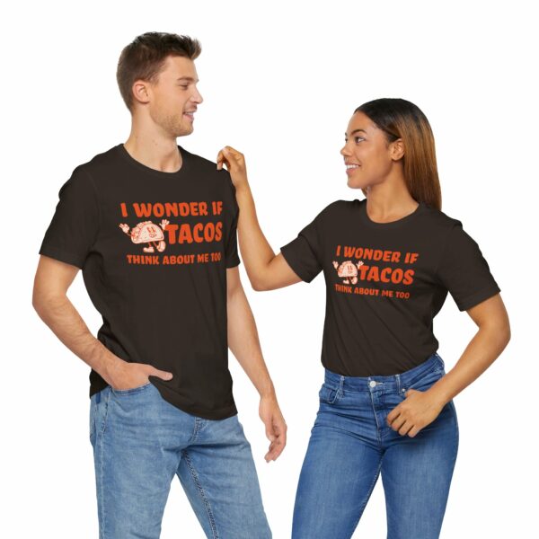 I Wonder If Tacos Think About Me Too | Short Sleeve Funny Taco T-shirt Thinking About Tacos | 4360520781508190989 2048