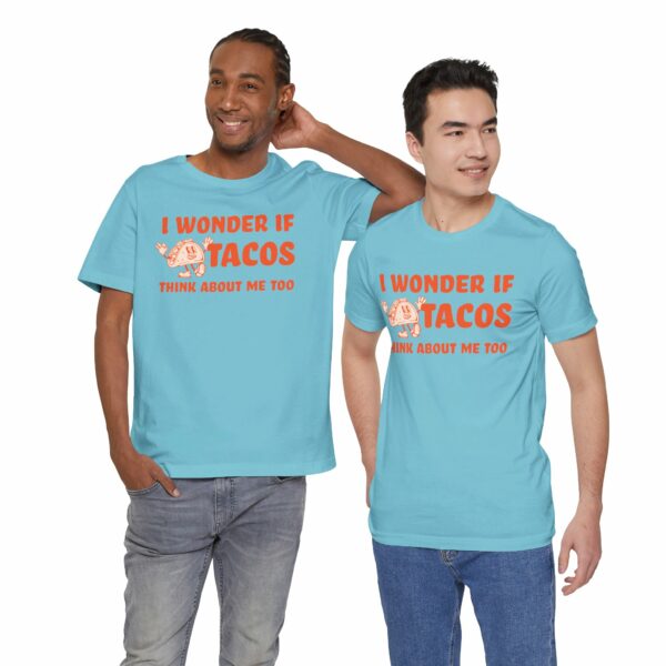 I Wonder If Tacos Think About Me Too | Short Sleeve Funny Taco T-shirt Thinking About Tacos | 759623144700514679 2048