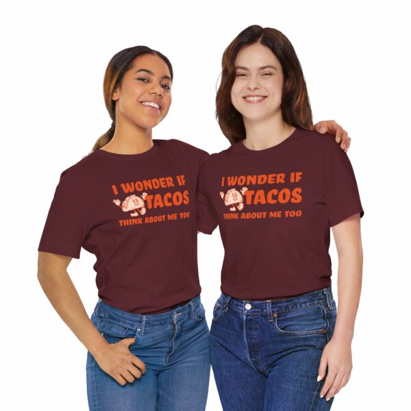 I Wonder If Tacos Think About Me Too | Short Sleeve Funny Taco T-shirt Thinking About Tacos | 7778057759809014555 2048