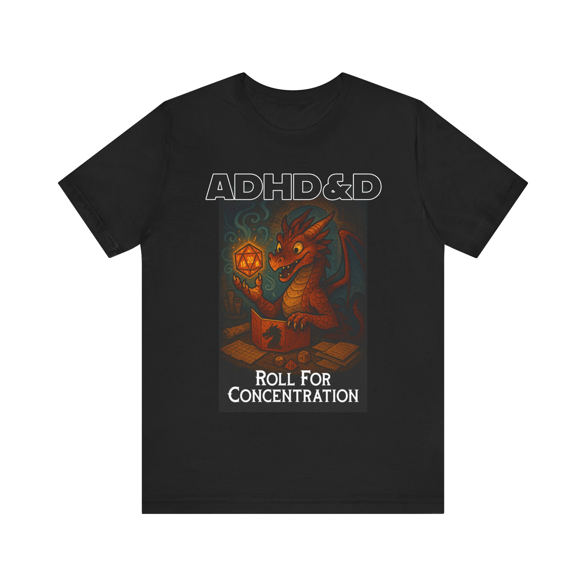 ADHD&D Roll for Concentration D20 Dragon Tee | RPG Dice Shirt 3 ADHD&D Roll for Concentration D20 Dragon Tee | RPG Dice Shirt - Image 3