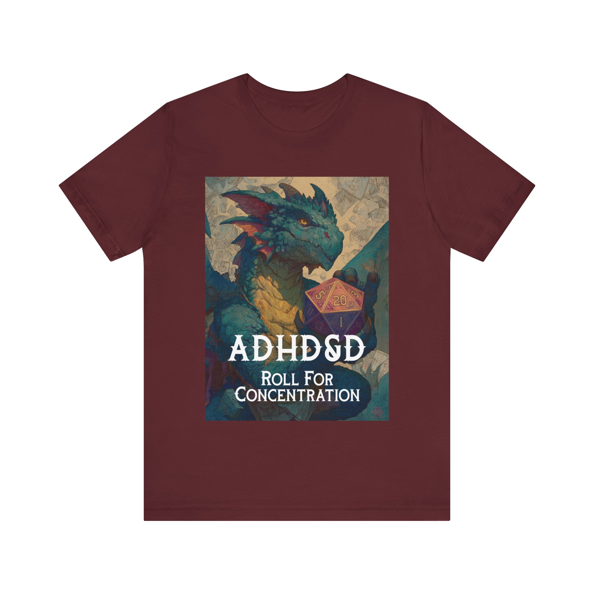 ADHD&D Dragon with Dice T-Shirt | Roll for Concentration, Gaming Tee 12 ADHD&D Dragon with Dice T-Shirt | Roll for Concentration, Gaming Tee - Image 12
