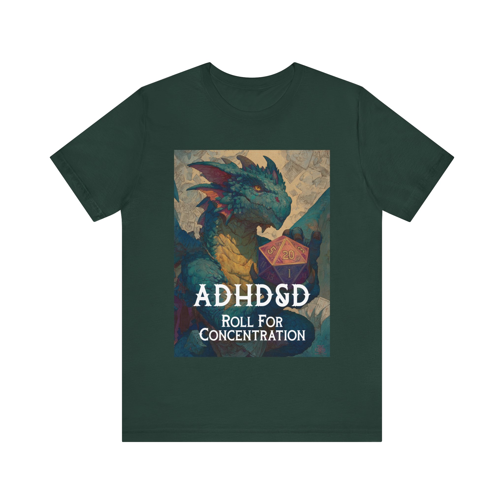 ADHD&D Dragon with Dice T-Shirt | Roll for Concentration, Gaming Tee 7 ADHD&D Dragon with Dice T-Shirt | Roll for Concentration, Gaming Tee - Image 7
